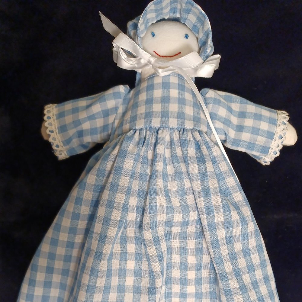 Simple baby doll , Handmade white cloth with eyes and  mouth